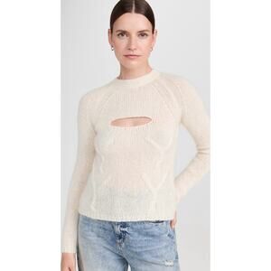 Gimaguas Alpaca Wool Bust Cut Out Knit Crew Neck Sweater Small